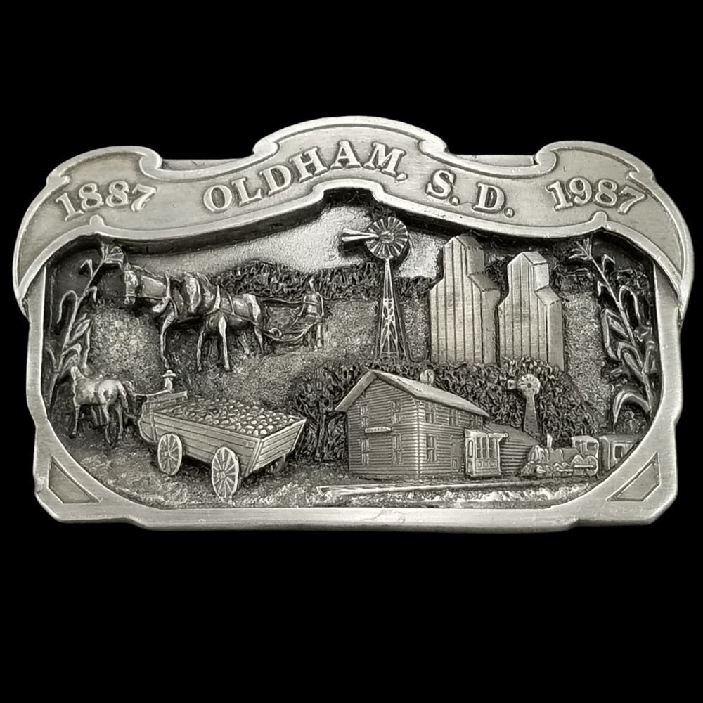 Oldham SD 1887 1987 Centennial Commemorative Belt‎ Buckle Pewter Limited Edition
